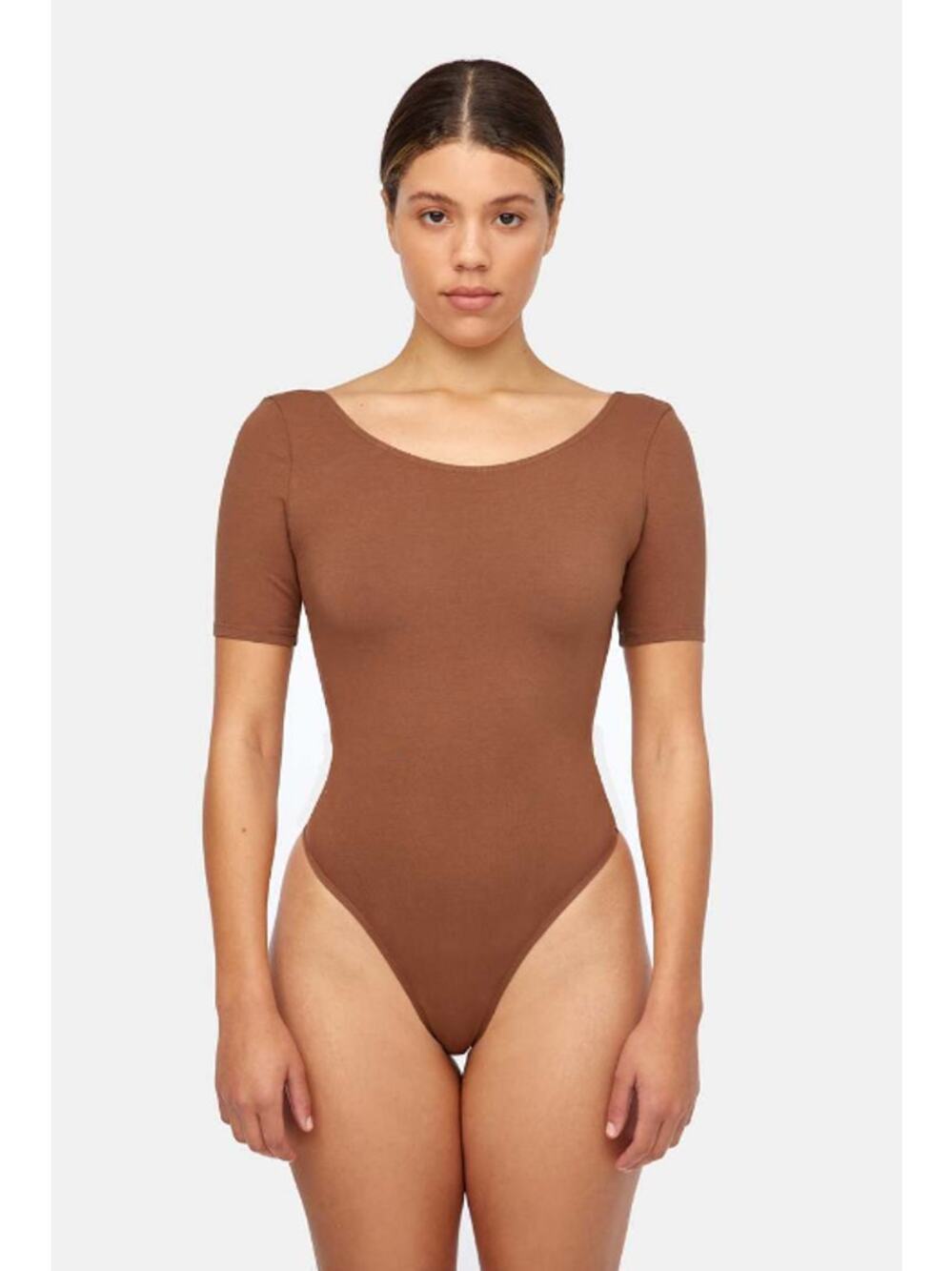 LACAUSA Womens Dawn Bodysuit XS Mocha Brown Short Sleeve Anthropologie NWT